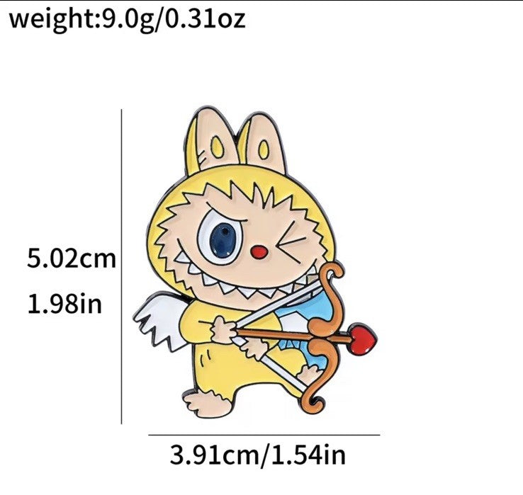 4x Large Labubu Brooch Set Metal Enamel Pin Badge Pink Brown Doll Gift