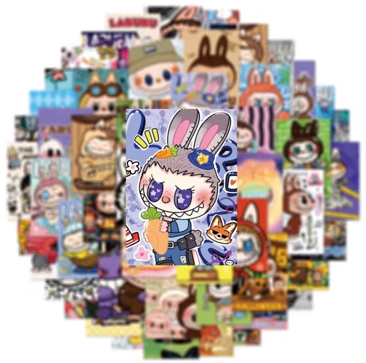 50x Monsters Doll Vinyl Poster Stickers Set For Labubu Skateboard Laptop Decals