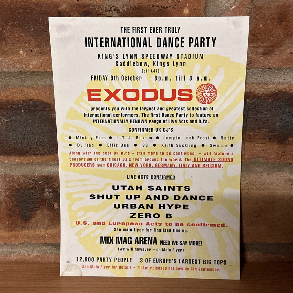 Rave Flyers Exodus Escape To Forever Oct 1992 Mix Mag Arena Kings Lynn Pre Flyer1