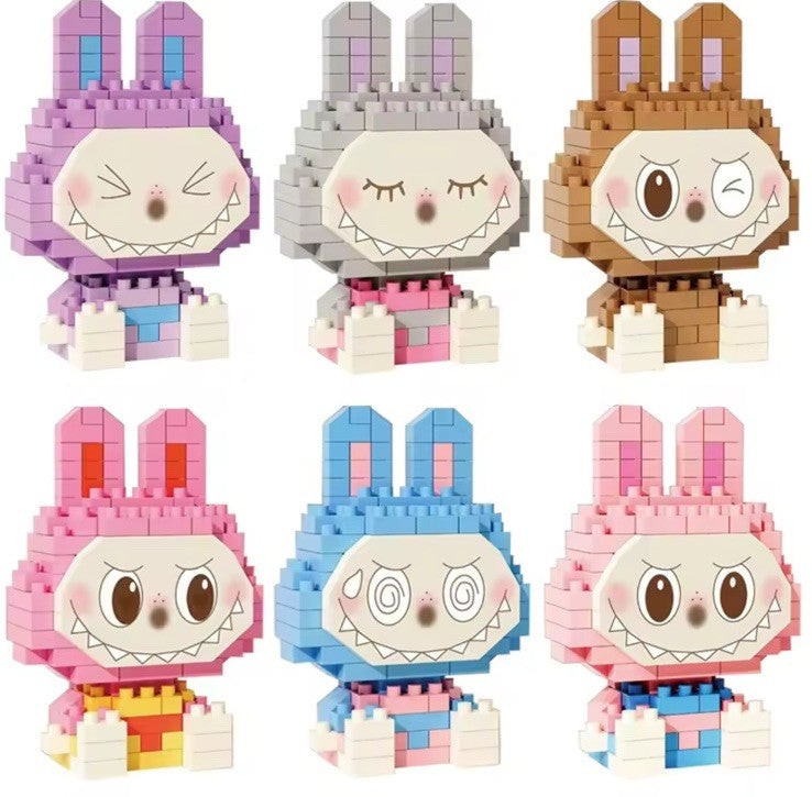 Labubu Monsters Pink Doll 3D Puzzle Micro Connection Building Blocks DIY