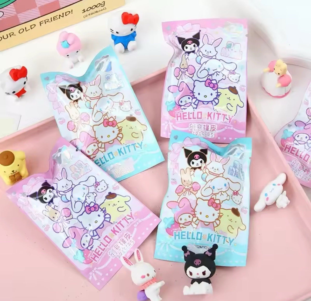 Box Of 32 Eraser Kawaii Kuromi Hello Kitty Rubber Gift Blind Bags Xmas Party1