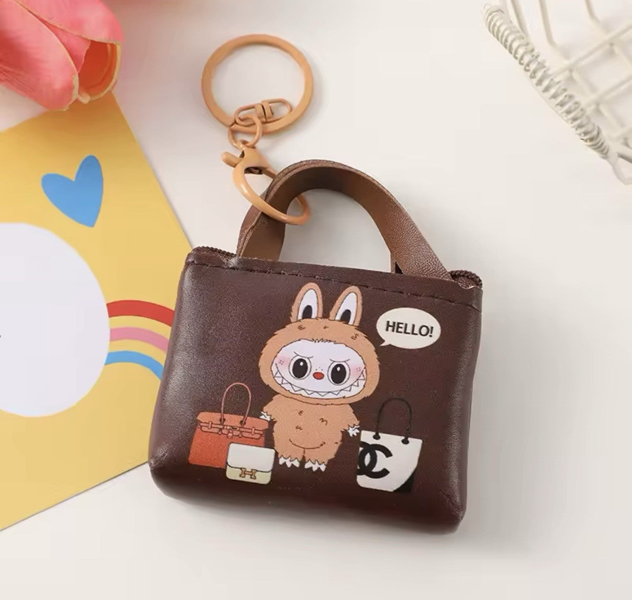Cute Mini Labubu bag Coin Purse Keychain Cartoon The Monsters Pendant