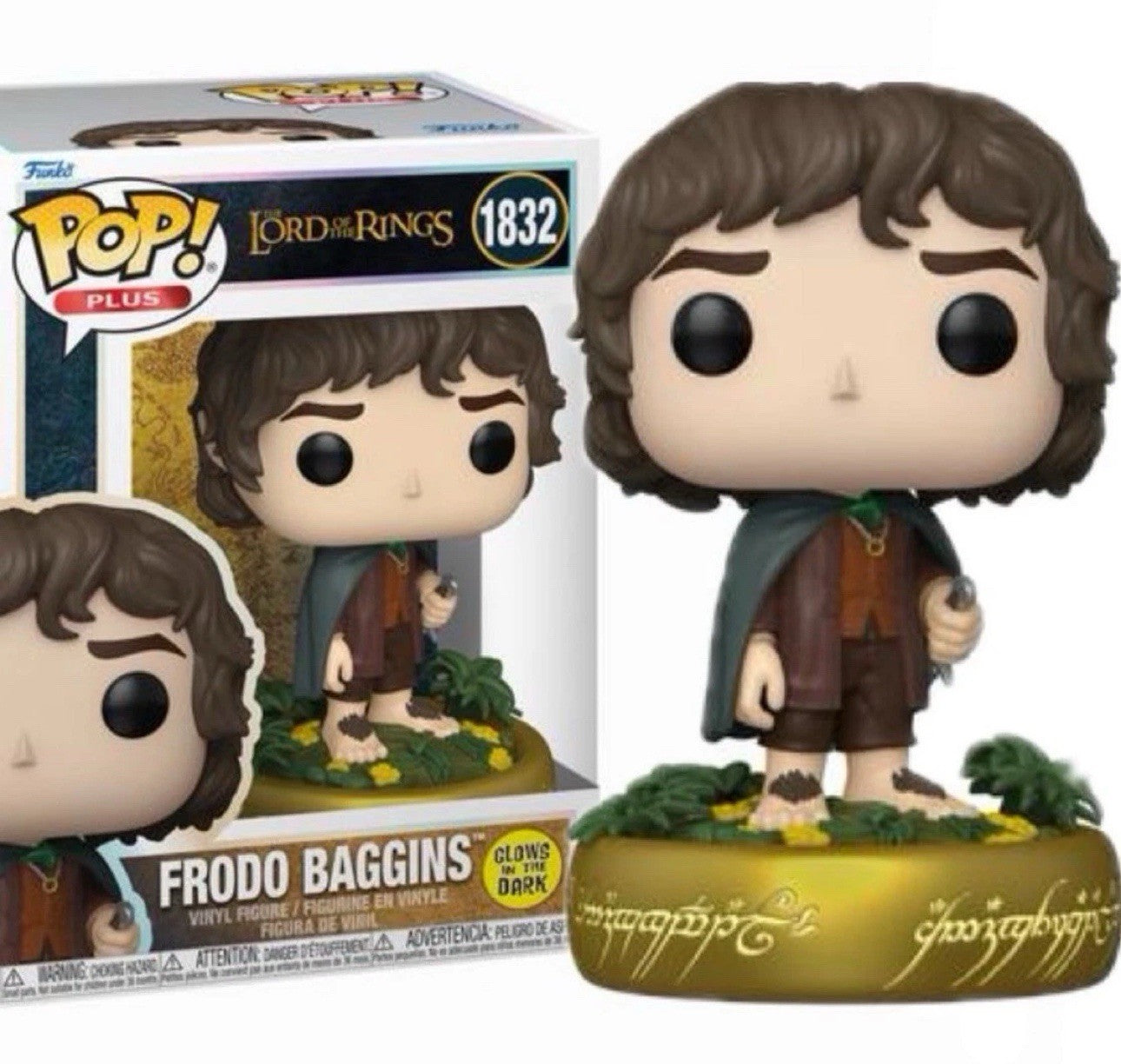 Lord of The Rings Frodo Baggins GLOW Funko Pop! PLUS w/ Protector In Stk Mid Aug
