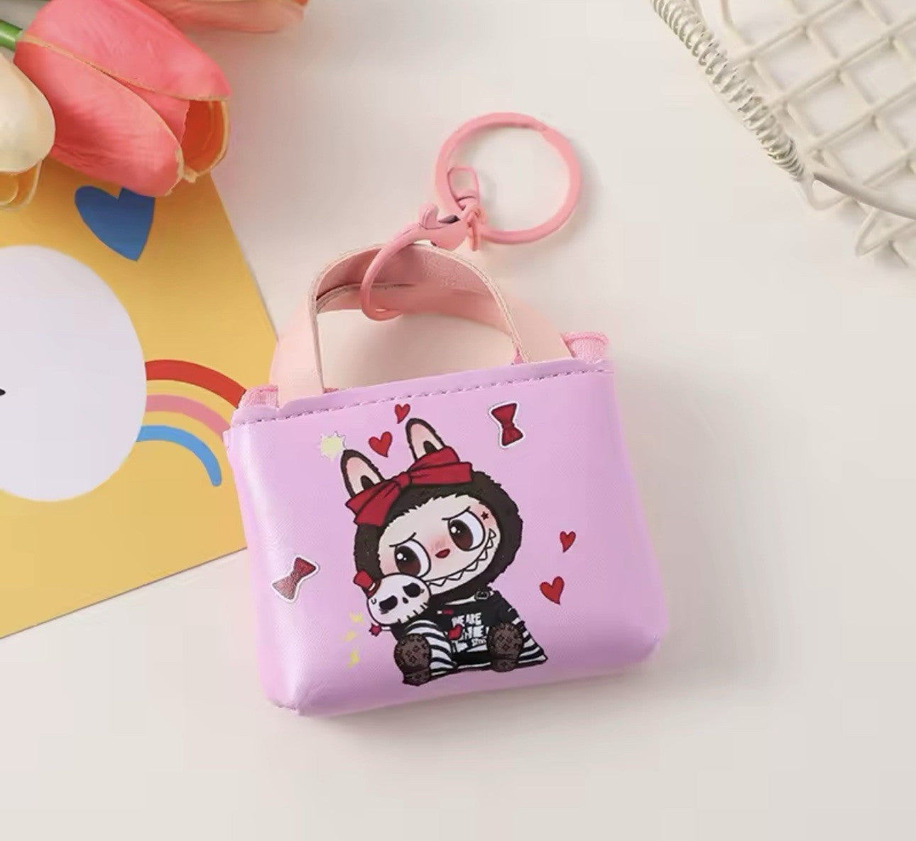 Cute Mini Labubu bag Coin Purse Keychain Cartoon The Monsters Pendant