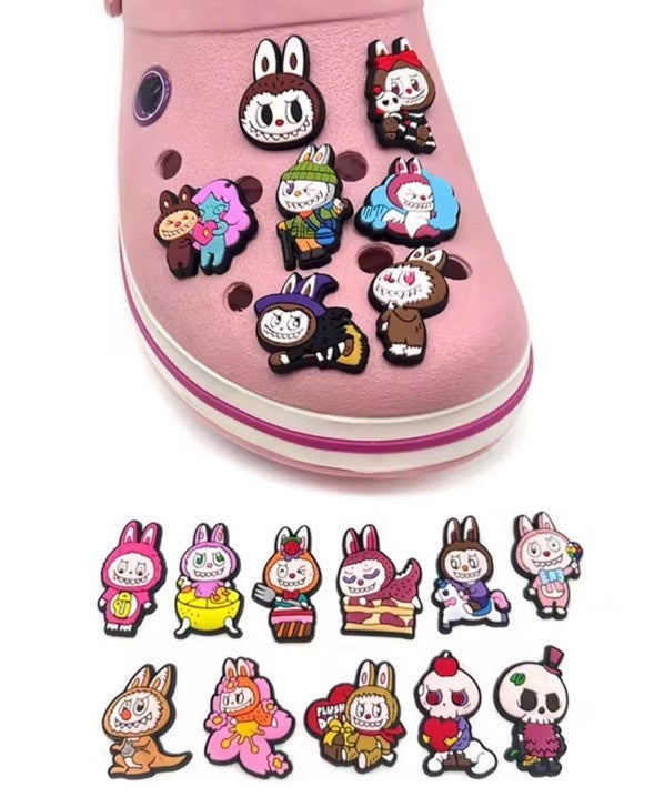 18pcs LABUBU TheMonsters Shoes Charms Bundle Set for Croc Clogs Sandals Decors