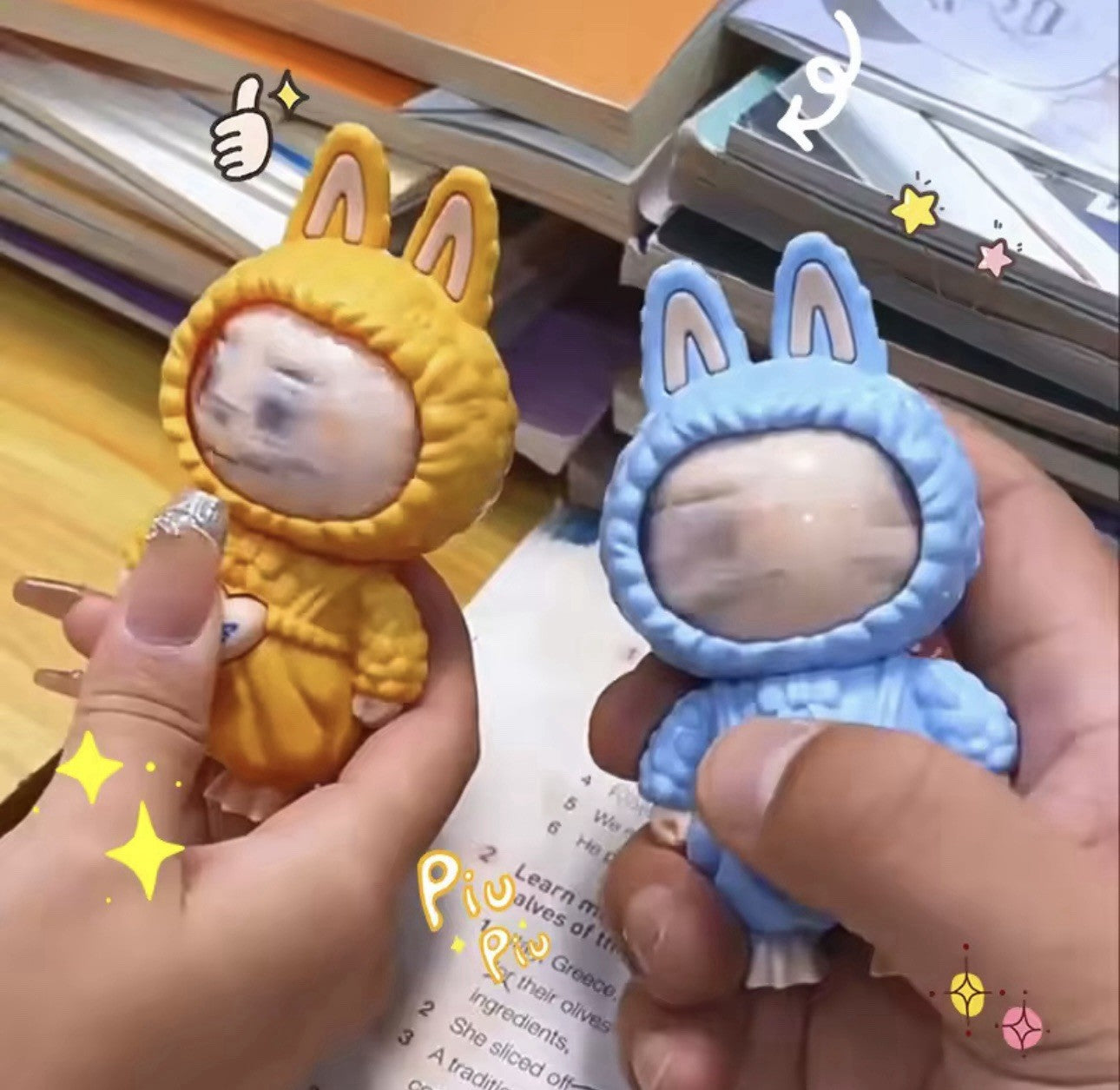 1 X Orange LABUBU 4" inch face changing 3 in 1 keyring Hot Key Chain Gift