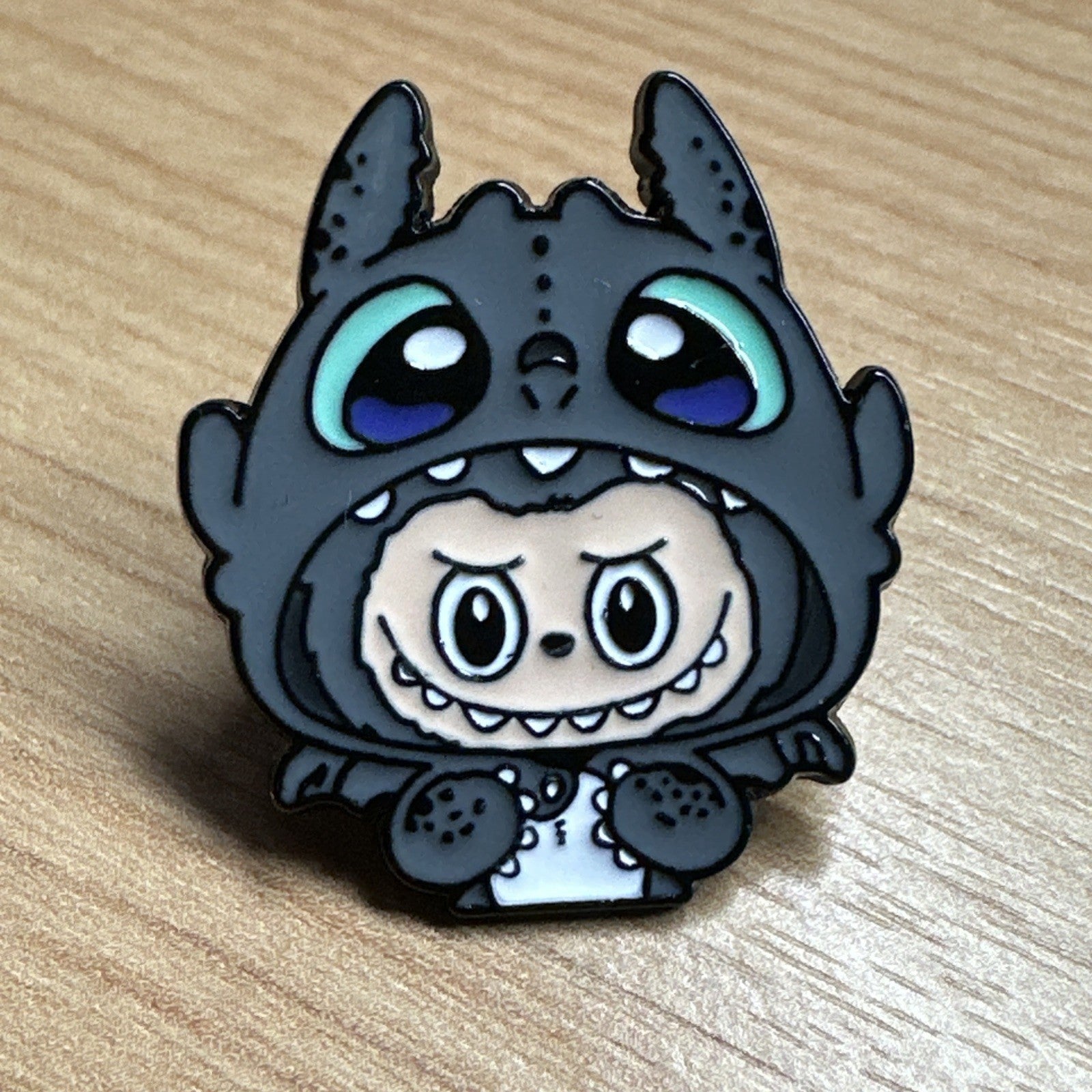 1x Labubu X Stitch Grey Enamel Pin Badge Cute In Gift Bag Little Monsters