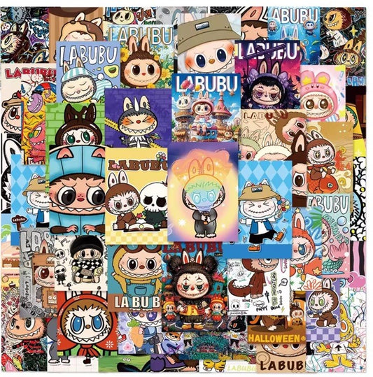 50x Monsters Doll Vinyl Poster Stickers Set For Labubu Skateboard Laptop Decals