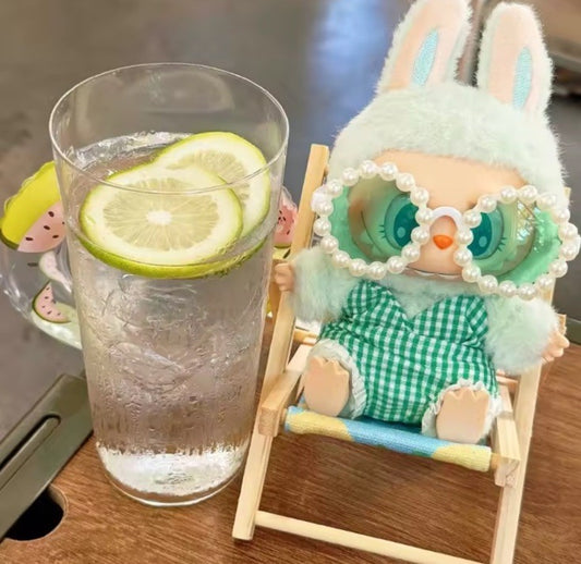 Mini Labubu Beach Furniture Folding Deck Chair Toy Wood Chair Summer