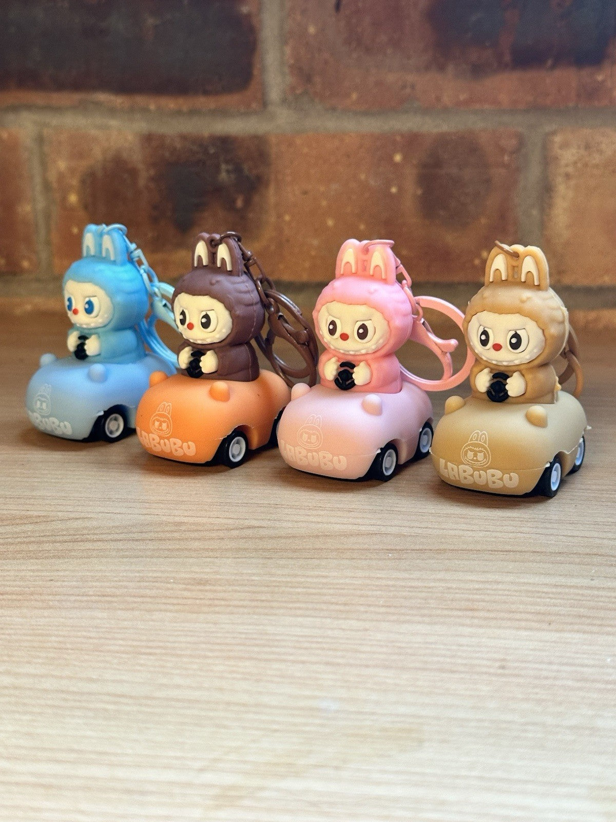 Brown Labubu Pullback Car Keychain Collect Set Great Gift Mini Doll Monsters2
