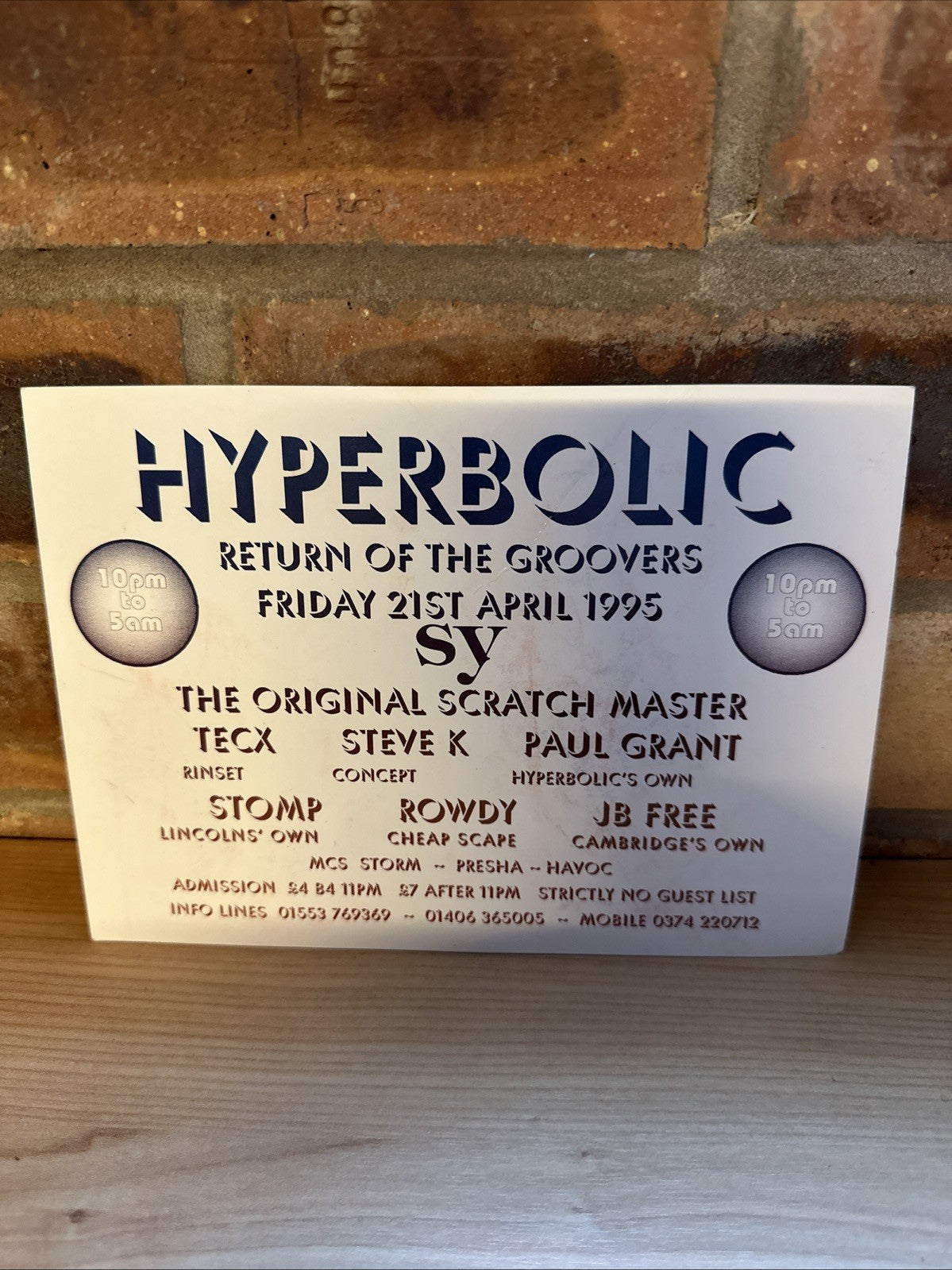 Rave Flyer Hyperbolic Return Of The Groovers 21st Apr 1995 Kings Lynn1