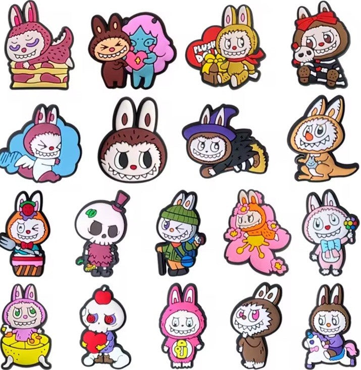 18pcs LABUBU TheMonsters Shoes Charms Bundle Set for Croc Clogs Sandals Decors