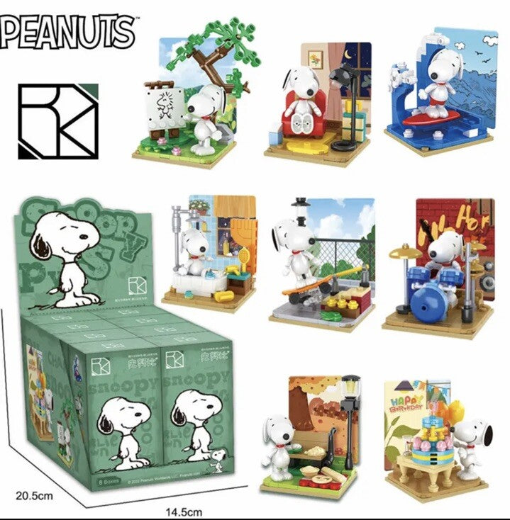 PEANUTS Snoopy Block Brick ‘ Drums ‘ Mini Figure Blind Box Collect Set Gift