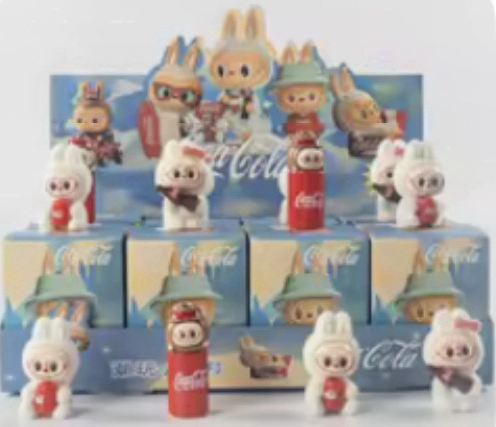 1PC Mini Cartoon Cola 2  Flocked Labubu Cute Animal Doll Blind Box Bag Resin DIY