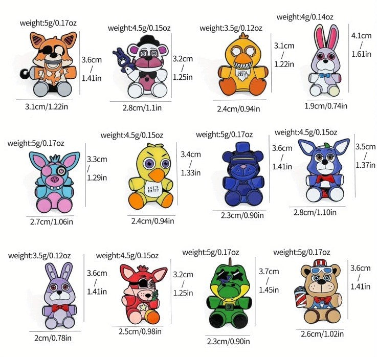 12 Pc Set FNAF Five Nights At Freddy's Enamel Pin Brooch Badge Clothes Bags2