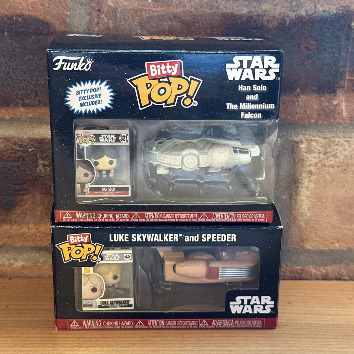 FUNKO POP: STAR WARS - SPEEDER LUKE Han Solo Falcon 1st Ed BITTY RIDE Set