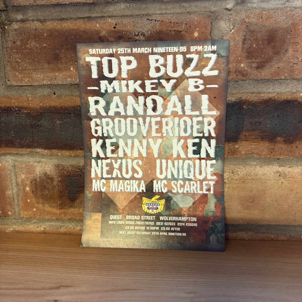 Rave Flyer 25th Mar 1995 Quest Wolverhampton Top Buzz Grooverider1