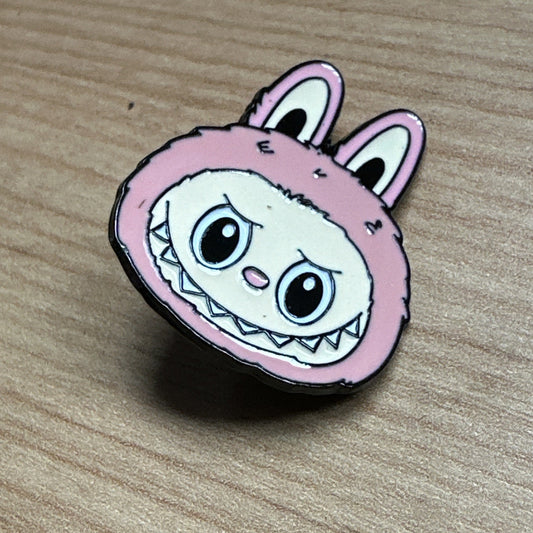 1x Labubu Monsters Pink Face Enamel Pin Badge Cute In Gift Bag