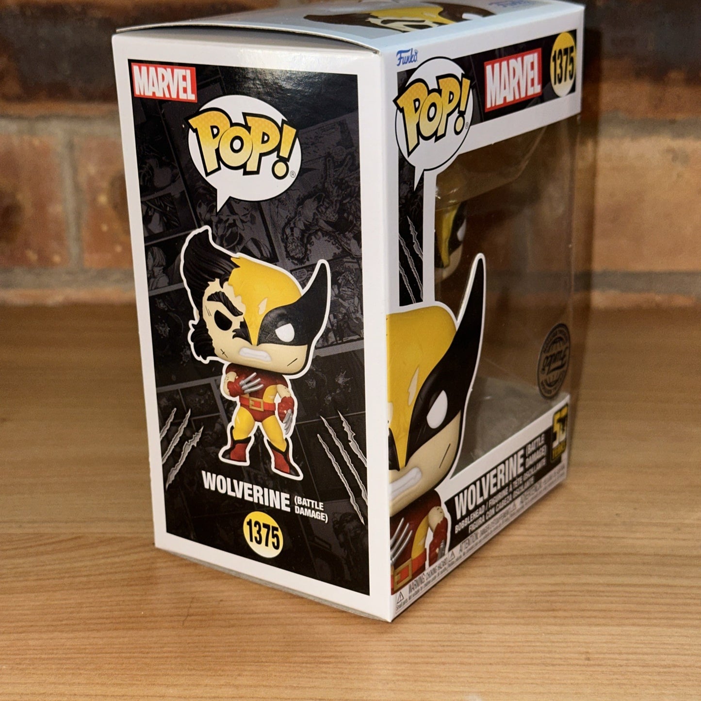 FUNKO POP MARVEL WOLVERINE 50 YEARS 1375 BATTLE DAMAGE W/pro Exc Ltd Ed