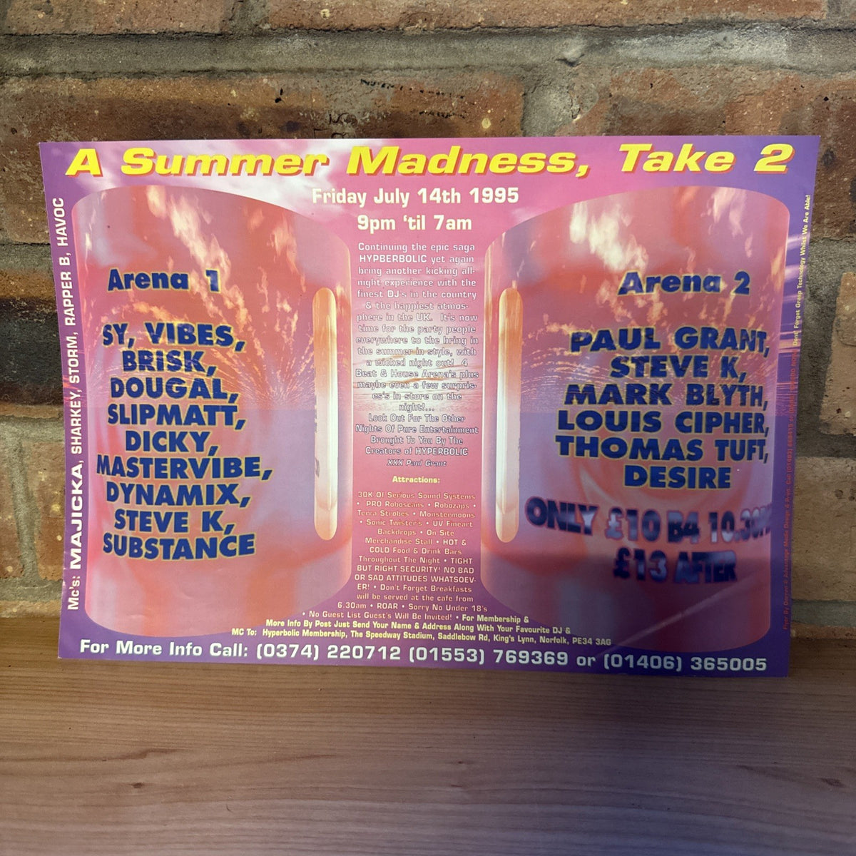 Rave Flyer Hyperbolic Summer Madness Take 2 Jul 14th 1995 Kings Lynn1