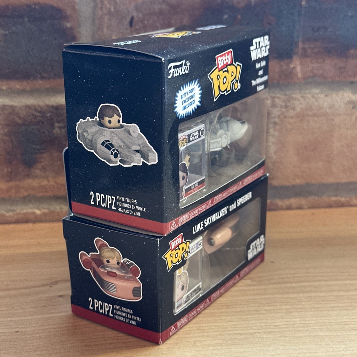FUNKO POP: STAR WARS - SPEEDER LUKE Han Solo Falcon 1st Ed BITTY RIDE Set