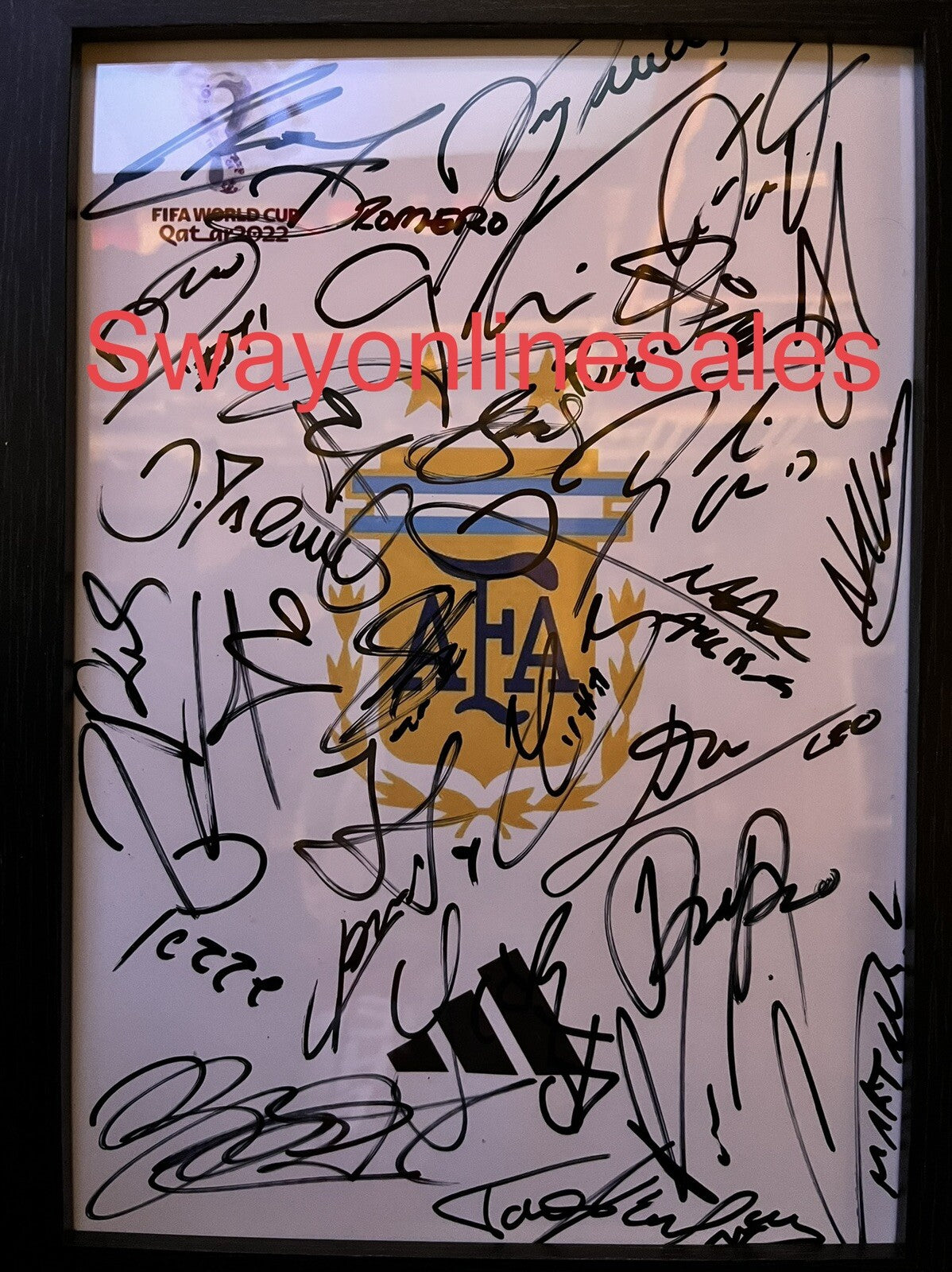 Signed Argentina 2022 World Cup Squad Glossy Logo Pic Messi Digital Print2