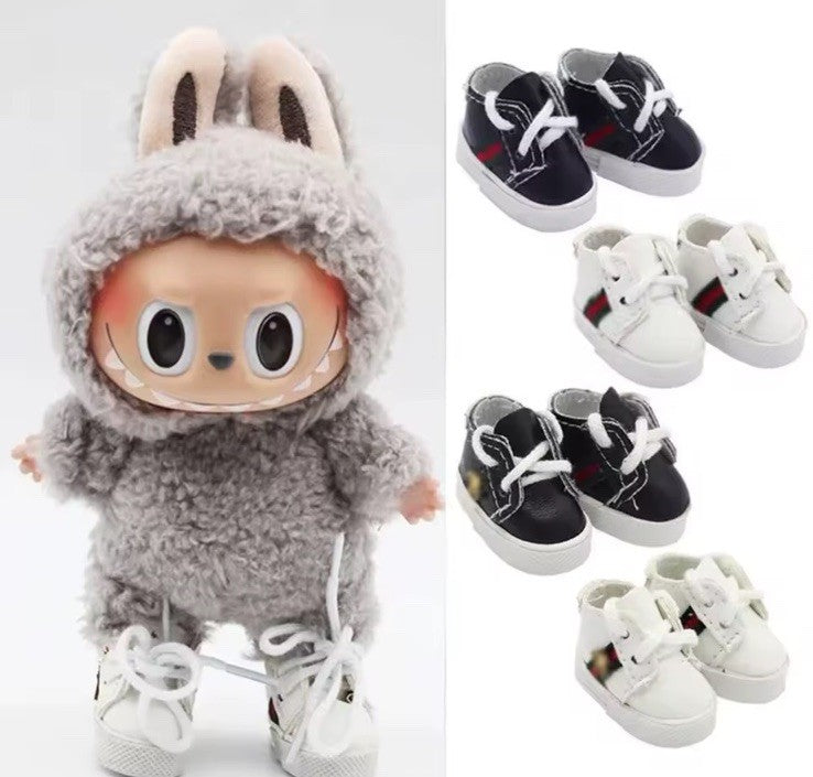 Labubu Sized 17cm Doll Fashion Sports Black Shoes Accessories Outfits Red Gold