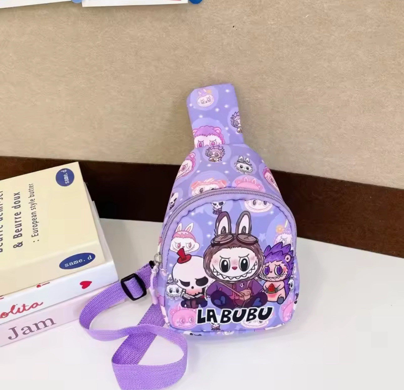 POP MART Purple Labubu Monsters Cute Crossbody Backpack Summer Bag Gift