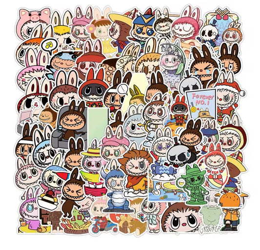 50x Monsters Doll Vinyl Stickers Set For Labubu Skateboard Laptop Decals