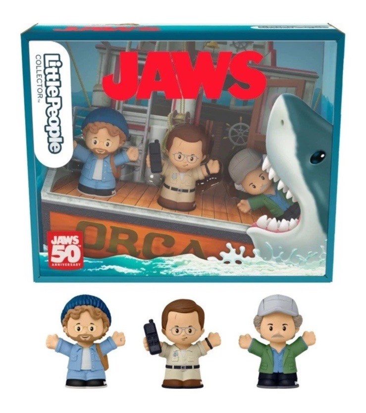 Fisher Price Little People Collector Jaws 50th Anni Set Of 3 Figures in Hand