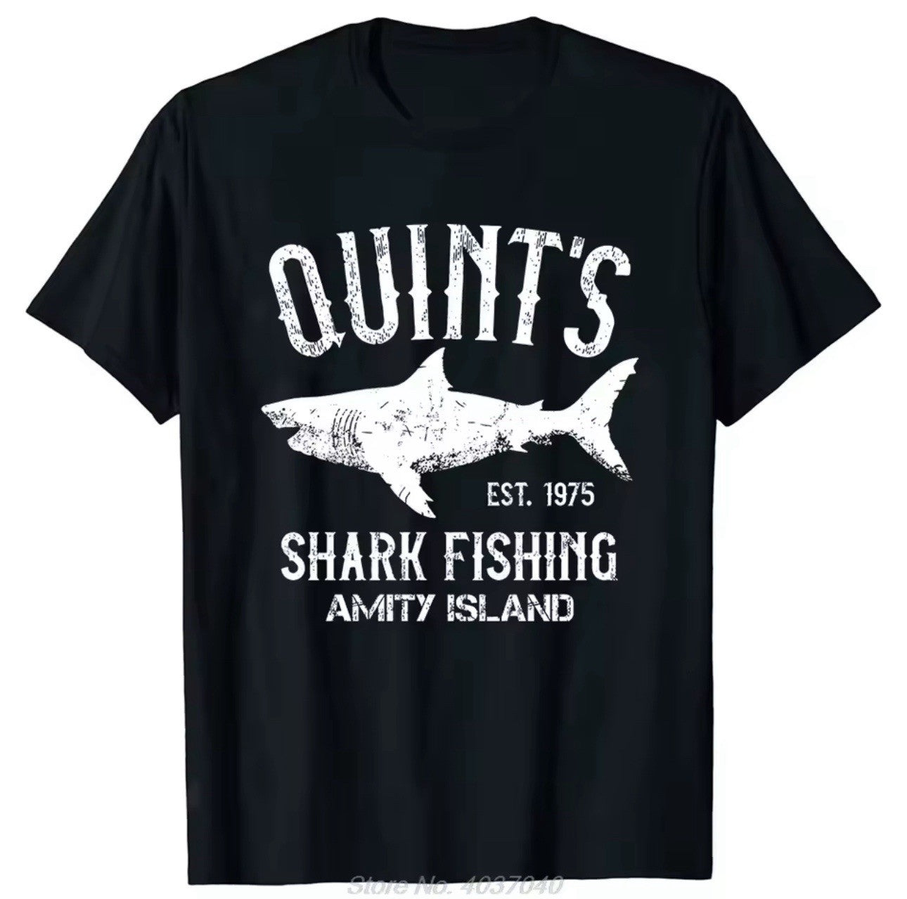 Quint's Shark Fishing Unisex Medium Black T Shirt Jaws Movie Amity 1975 Film