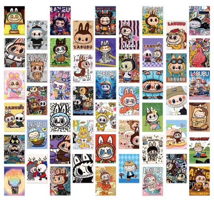 50x Monsters Doll Vinyl Poster Stickers Set For Labubu Skateboard Laptop Decals