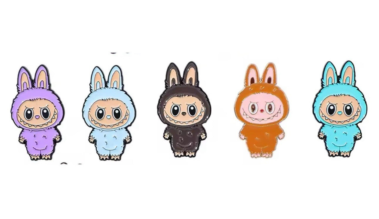 5x Alt Labubu Brooch Set Metal Enamel Pin Badge Purple Brown Blue Doll Hot Gift