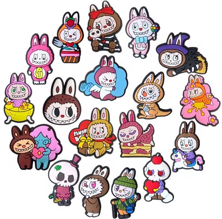 18pcs LABUBU TheMonsters Shoes Charms Bundle Set for Croc Clogs Sandals Decors