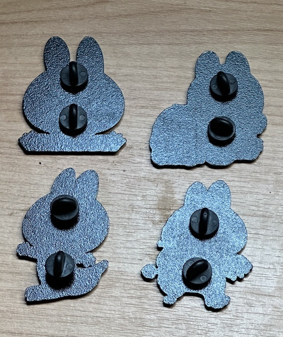 4x Large Labubu Brooch Set Metal Enamel Pin Badge Pink Brown Doll Gift