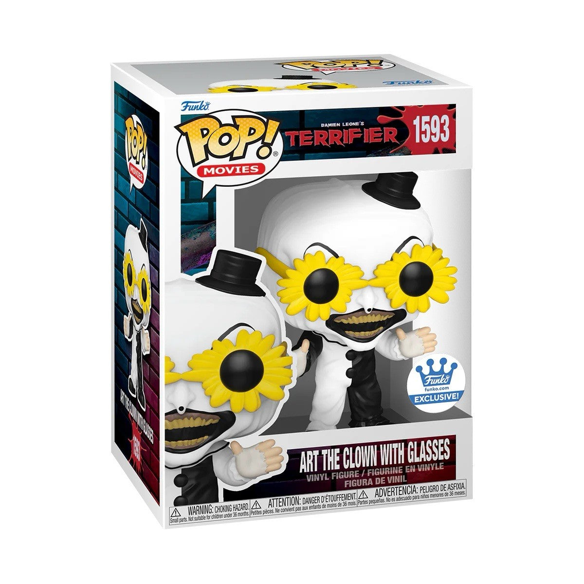 Funko Pop! Terrifier Art the Clown with Glasses #1593 In Stock Now W/pro
