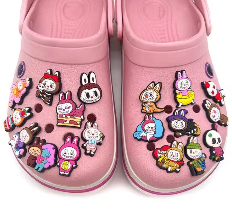 18pcs LABUBU TheMonsters Shoes Charms Bundle Set for Croc Clogs Sandals Decors