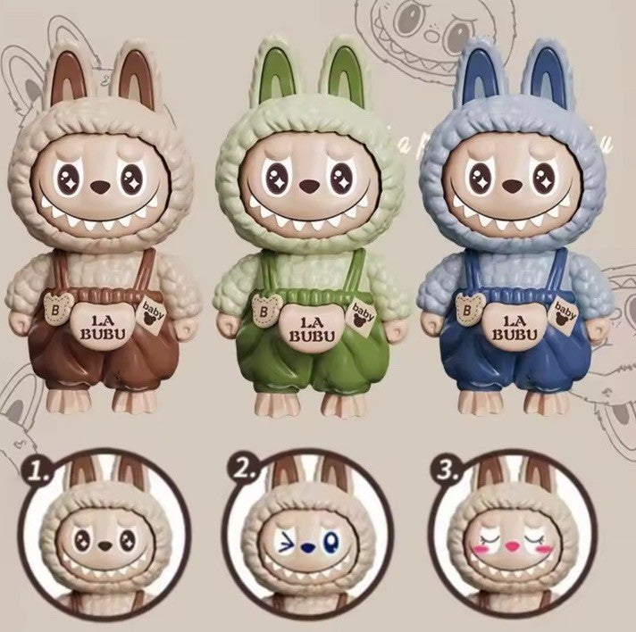 1 X Green LABUBU 4" inch face changing 3 in 1 keyring Hot Key Chain Gift