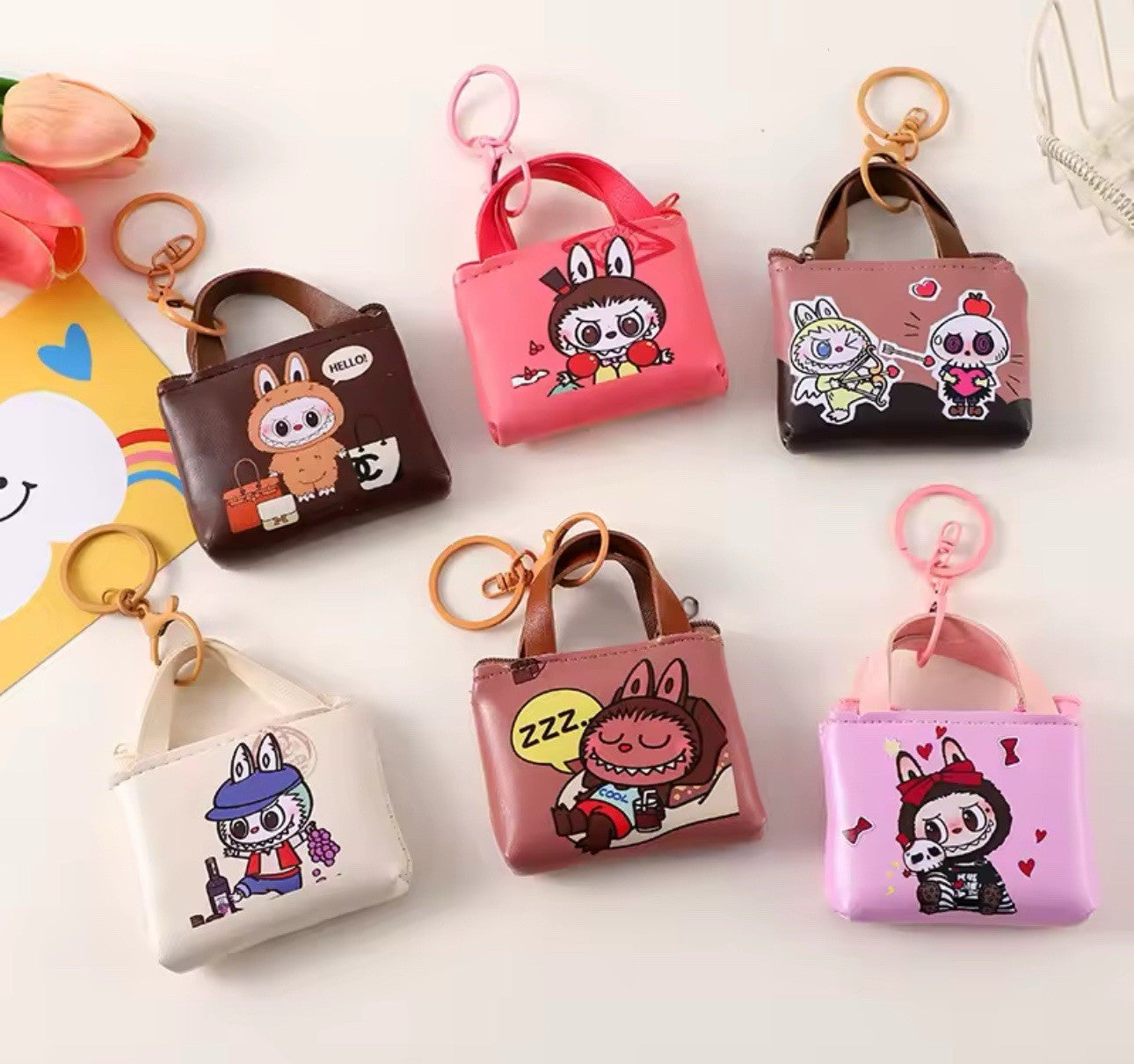 Cute Mini Labubu bag Coin Purse Keychain Cartoon The Monsters Pendant