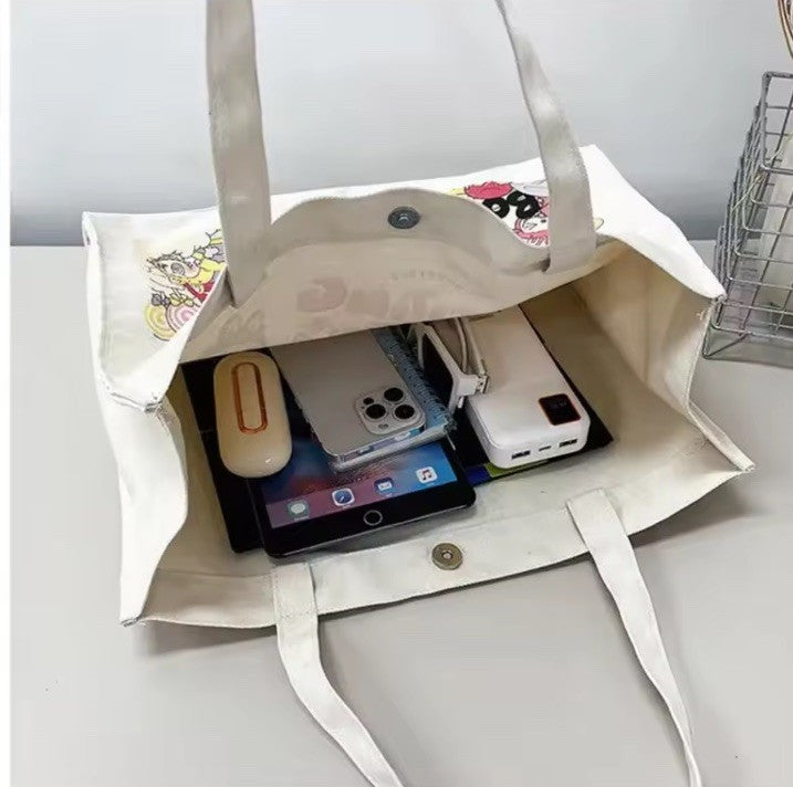 Labubu Exciting Macron Tote Bag Large Canvas Hand Bag Gift