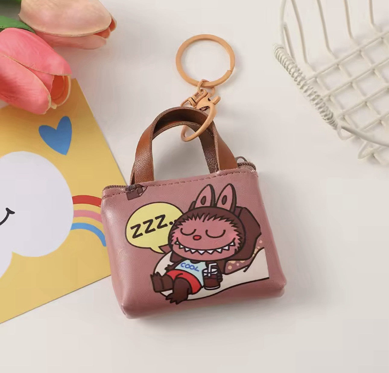 Cute Mini Labubu bag Coin Purse Keychain Cartoon The Monsters Pendant