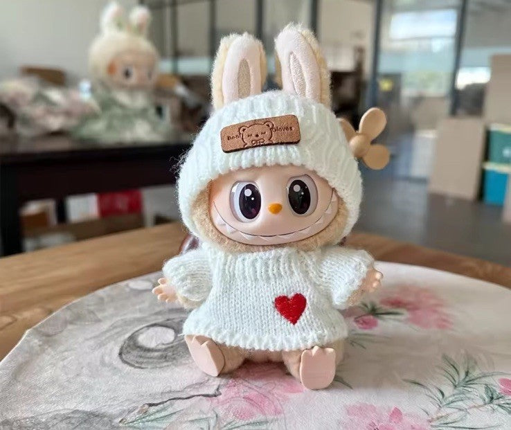 For 17cm Labubu Heart Clothes Labubu Hat Sweater Doll Cute Decoration UK