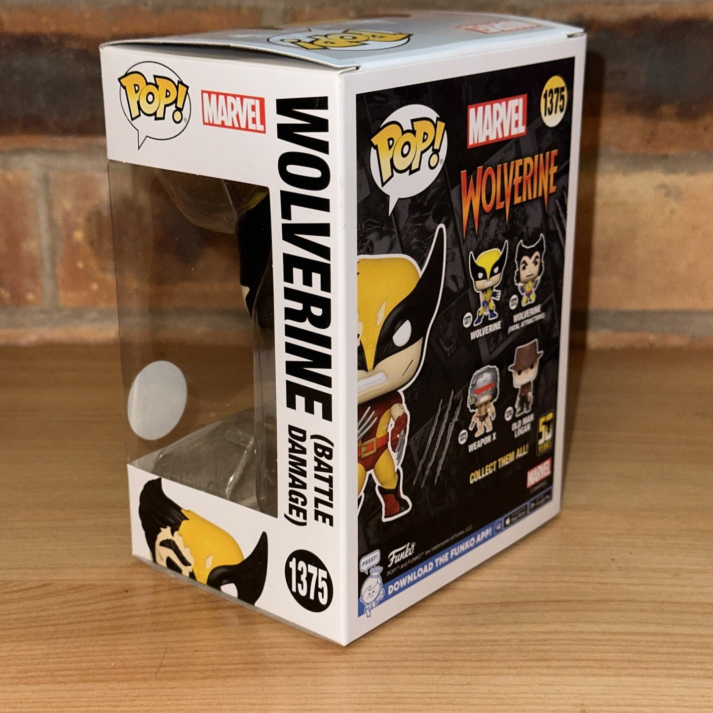 FUNKO POP MARVEL WOLVERINE 50 YEARS 1375 BATTLE DAMAGE W/pro Exc Ltd Ed