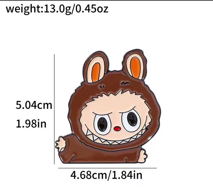 4x Large Labubu Brooch Set Metal Enamel Pin Badge Pink Brown Doll Gift