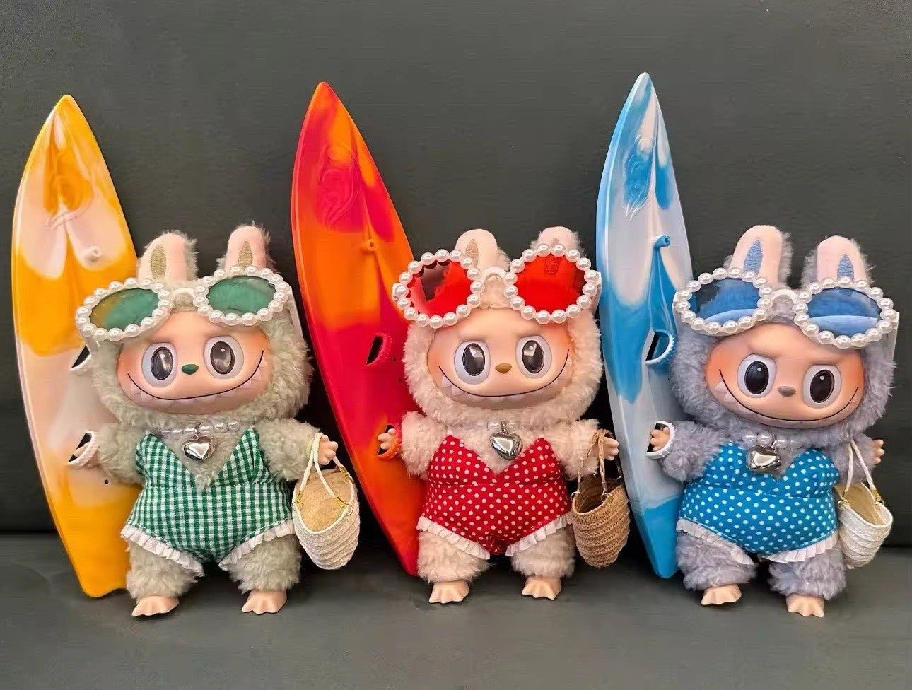 Orange Surf Board For Labubu NO Doll Summer clothing plush doll swimming