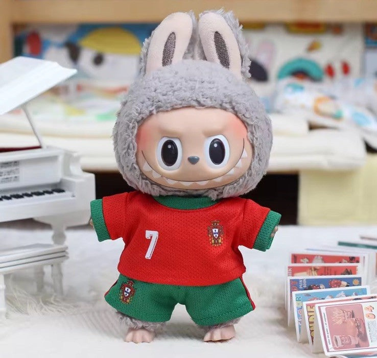 Cr 7 Soccer Football Portugal Sportswear Clothes Set For Labubu 7" Monster Doll