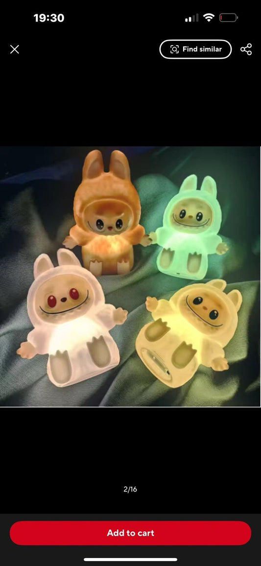 Labubu Brown The Monsters Night Light Cute Glow Kids Gift Boxed Battery