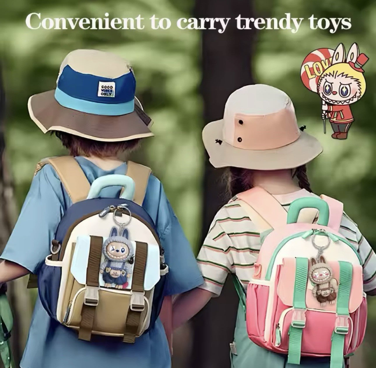 1 X Orange LABUBU 4" inch face changing 3 in 1 keyring Hot Key Chain Gift