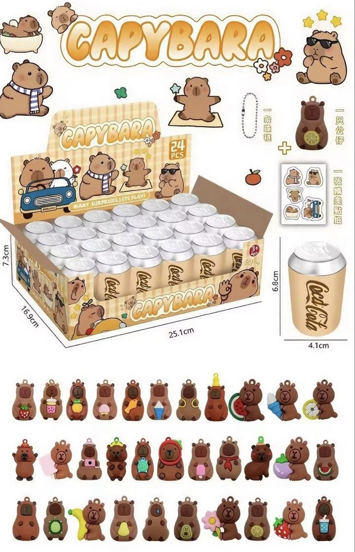 popmart Kawaii Beige Can Capybara Go Blind Box Car Key Ring New Keychain