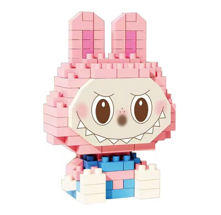 Labubu Monsters Pink Doll 3D Puzzle Micro Connection Building Blocks DIY